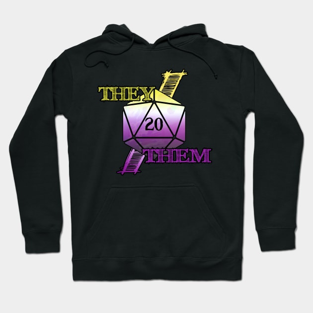 They/Them Pronoun D20 Hoodie by Aurora Jordan